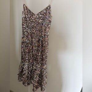 Adrianna Papell Pink and Gold Sequin Dress